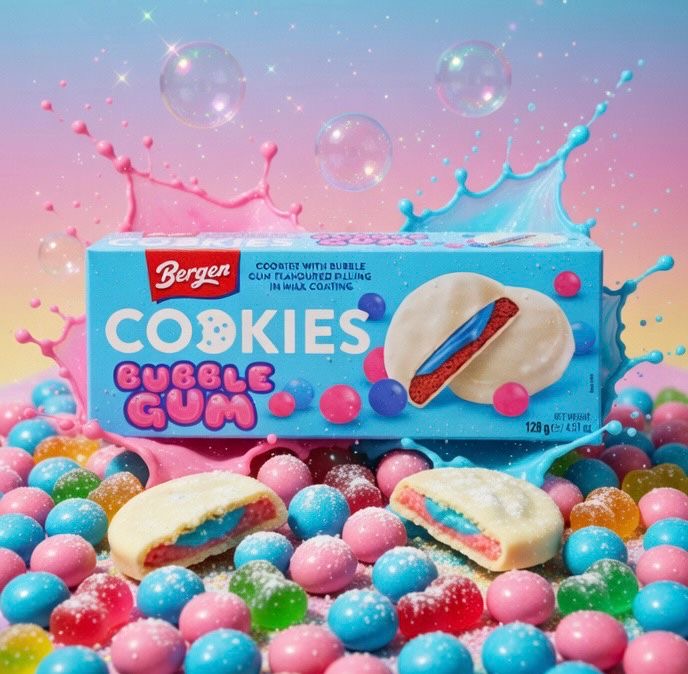 CANDY BERGEN 128 GR COOKIES BUBBLE GUM