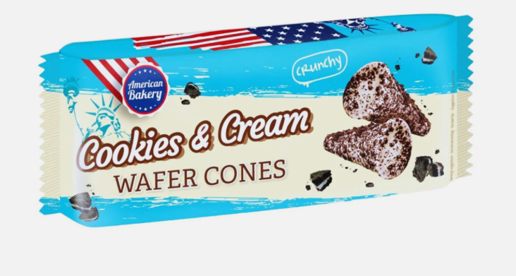 Cookies & Cream Wafer Cones American Bakery 100 Gramm