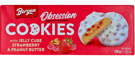 Bergen Osession Cookies with Jelly Cube Strawberry & Peanut Butter 128Gramm