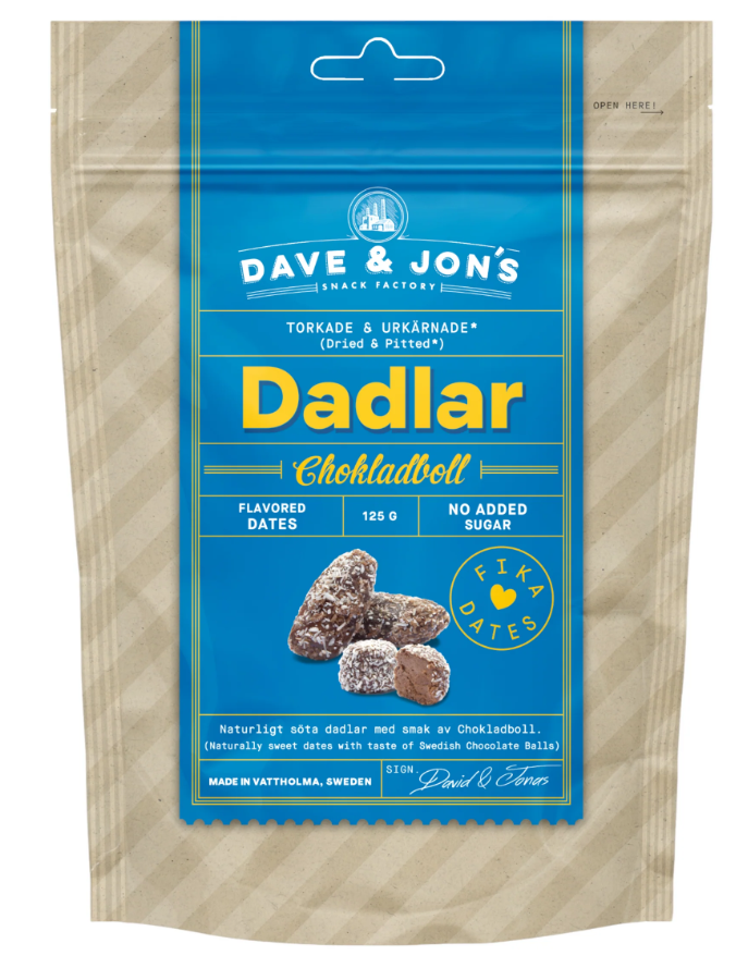 Dave & Jon`s Dates with taste of Choclatboll 125 Gramm